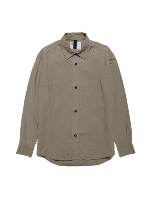 MARGARET HOWELL MHL Basic Shirt Brushed Cotton Chambray Khaki Green
