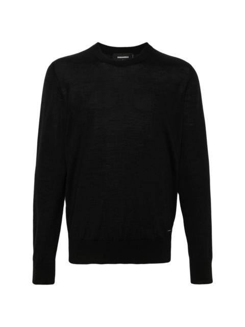 logo-plaque fine-knit jumper