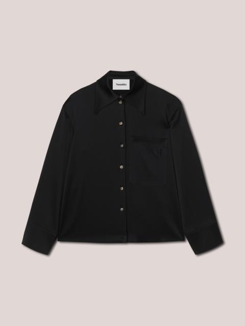 Nanushka EBBA - Relaxed fit satin long sleeve shirt - Black