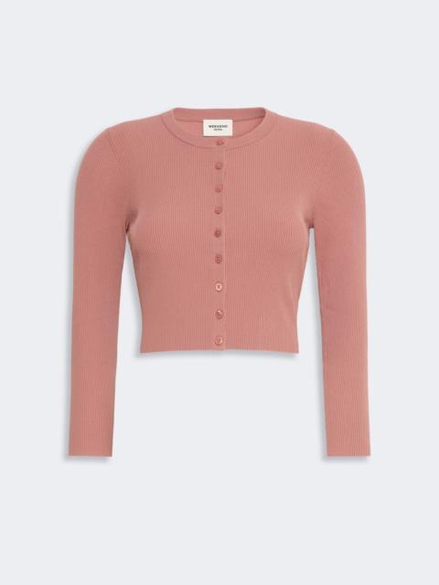 WEEKEND Max Mara TENNIS Fine rib-knit viscose yarn cardigan - TERRA COTTA