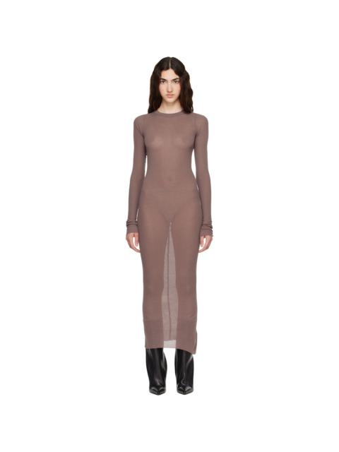 Rick Owens Purple Tower Rib LS Midi Dress
