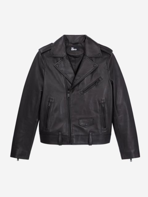 The Kooples BLACK LEATHER BIKER JACKET