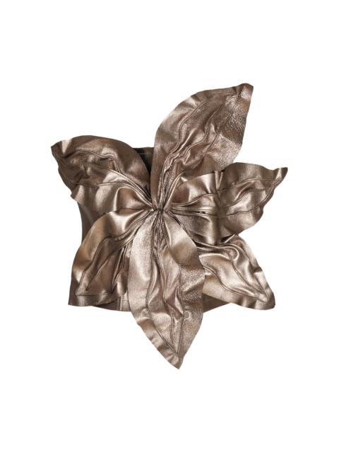 ANDRES OTALORA Rumbo Sereno Embellished Leather Top gold
