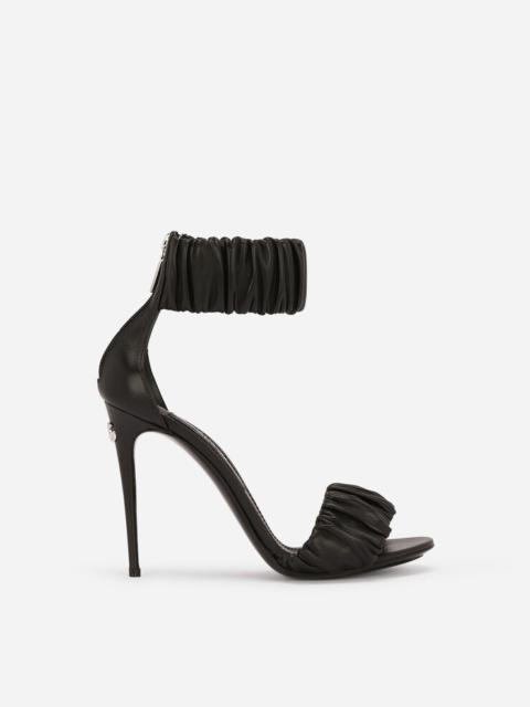 Gathered nappa leather sandals