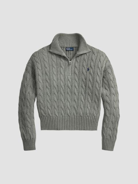 Polo Ralph Lauren Women's Cable-Knit Cotton Half-Zip Sweater - Dark Vintage Heather