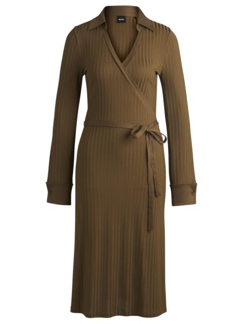 BOSS WRAP DRESS IN LUSTROUS RIBBED JERSEY