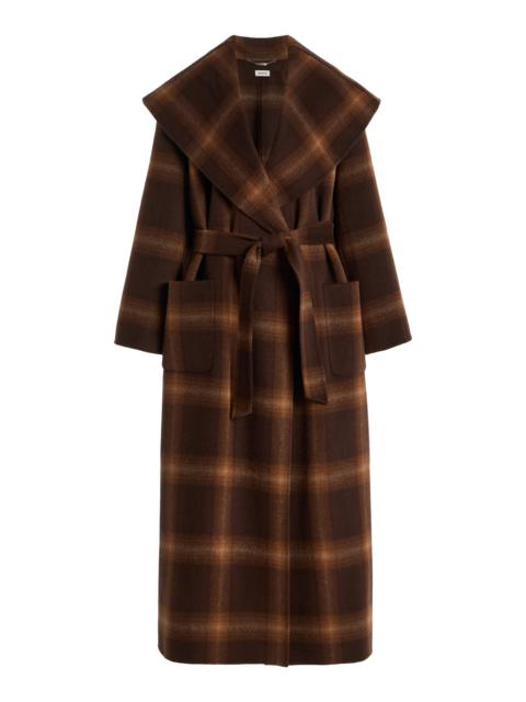 SIMKHAI Mulhollond Plaid Wool Robe Coat brown