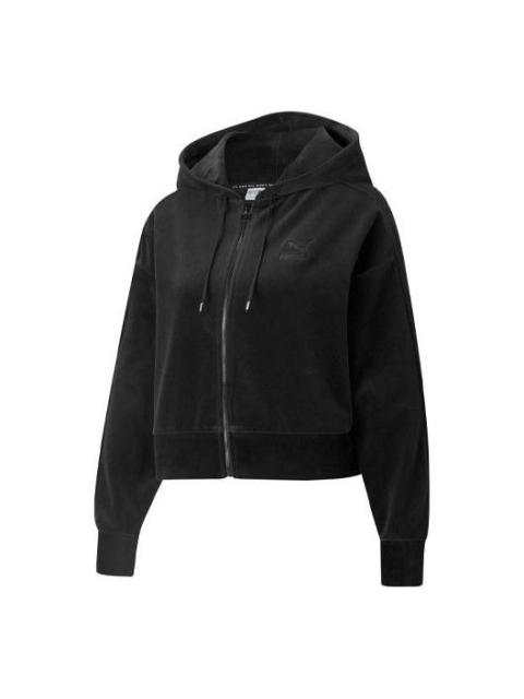 PUMA (WMNS) PUMA Casual Embroidered Zipper Short hooded Jacket Black 532948-01
