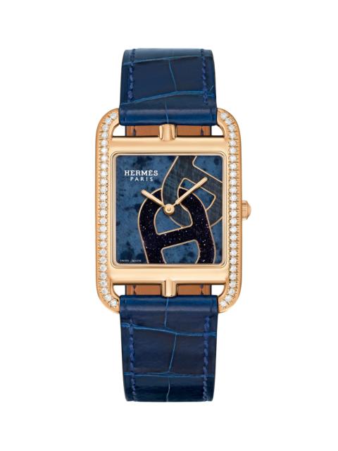 Hermès Women's Cape Cod Anchor Chain 18K Rose Gold, Dumortierite & Alligator-Strap Watch/37MM - Rose Gold