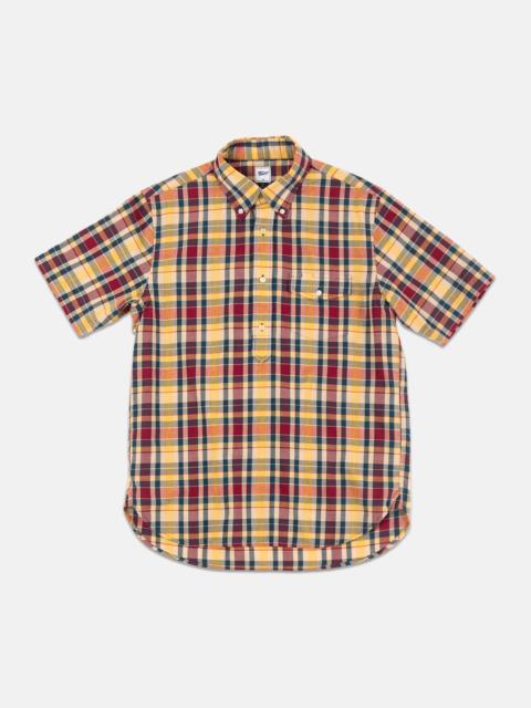 J. PRESS YELLOW & RED MADRAS POPOVER SPORT SHIRT - TRIM FIT