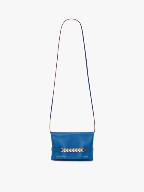 Victoria Beckham Mini Chain Pouch With Long Strap In Sapphire Blue