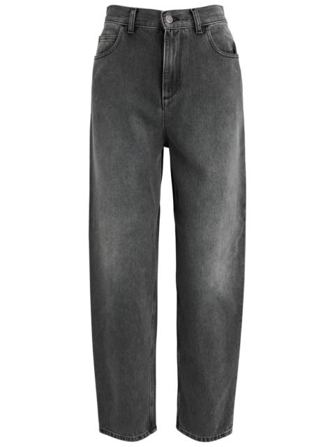 Moncler Moncler Faded Cropped Straight-leg Jeans