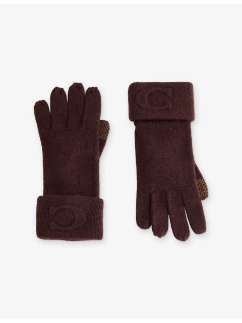 COACH C Embossed Wool-Blend Knit Glove