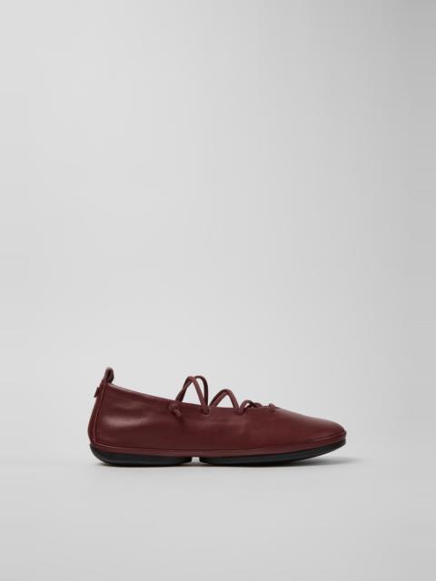 CAMPER Right Nina Burgundy Leather Ballerinas for Women.