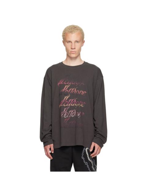 We11done Gray Gradient Logo Long-Sleeved T-shirt