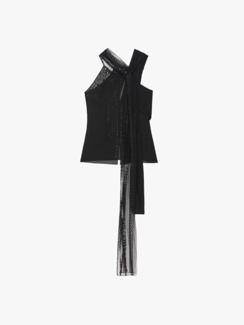 Givenchy TOP IN EMBROIDERED SILK WITH ASCOT TIE