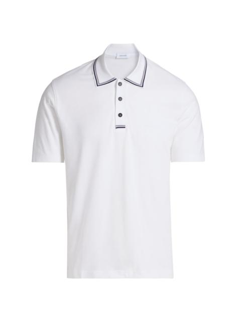 FERRAGAMO Men's Piqué Jersey Knit Polo Shirt - White