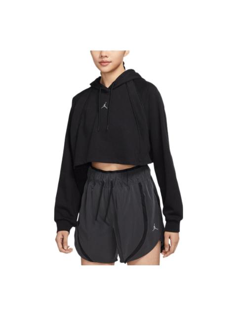 Jordan (WMNS) Air Jordan Crop Pullover Fleece Hoodie 'Black' DQ4391-010