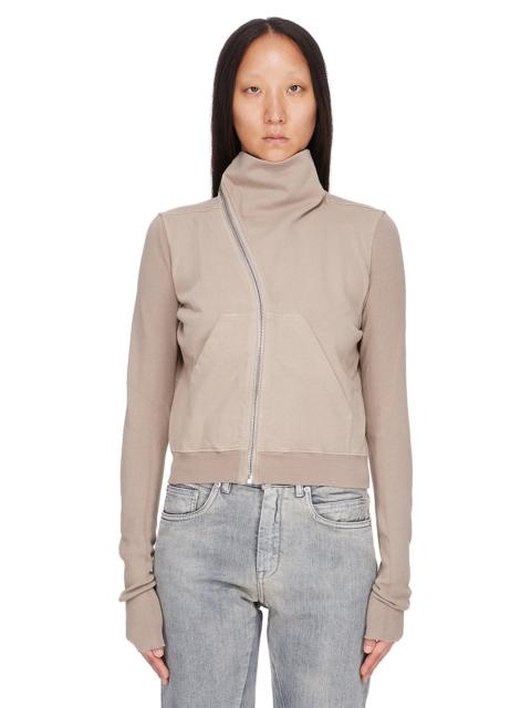 Cotton-jersey zip-up sweatshirt Beige