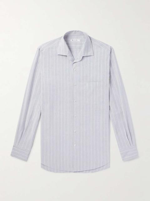 Andre Camp-Collar Striped Linen and Silk-Blend Shirt