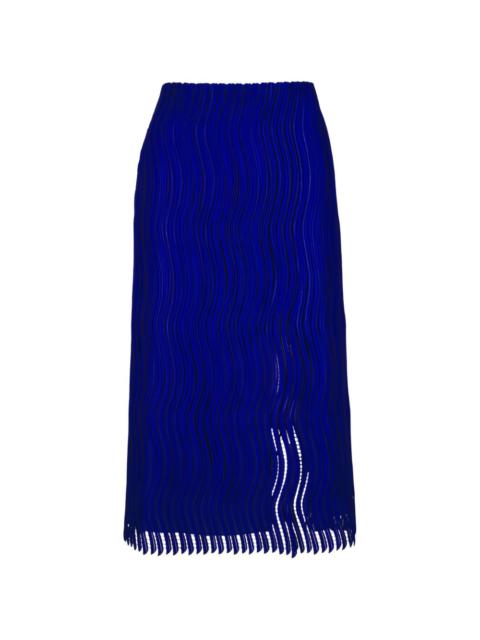 AKRIS fringed midi skirt
