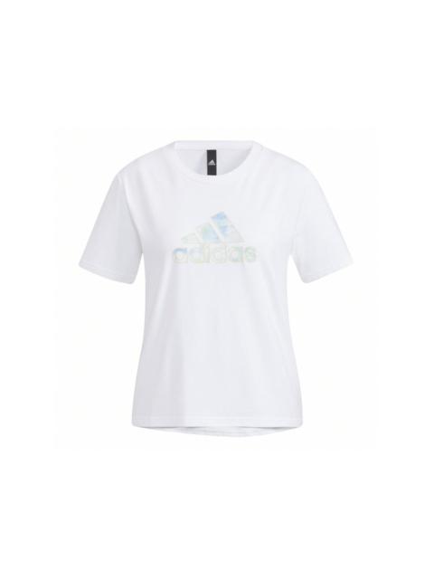 (WMNS) adidas Logo Printed T-Shirt 'White' HF2482