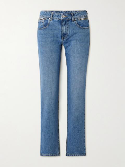 Stella McCartney + Net Sustain Falabella Chain-embellished Mid-rise Straight-leg Jeans