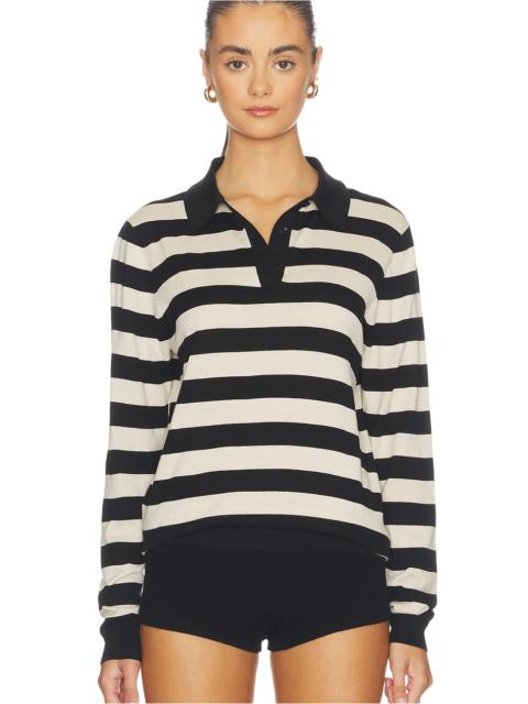 Enza Costa Stripe Silk Knit Polo