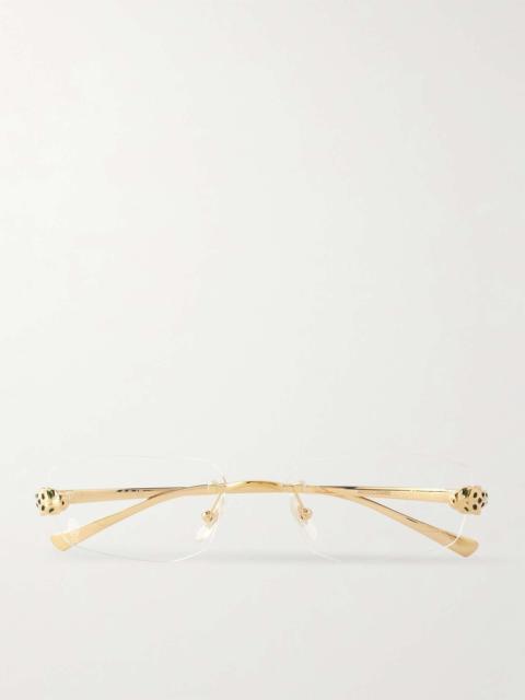 Cartier Rimless rectangle-frame gold-tone optical glasses