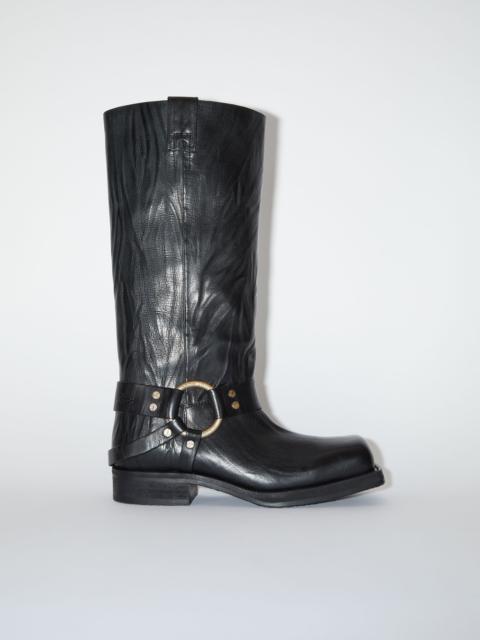 Leather buckle boots - Anthracite grey