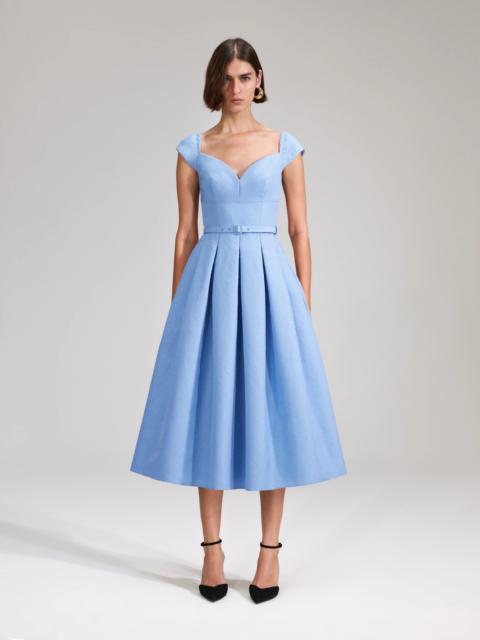 self-portrait Blue Taffeta Midi Dress