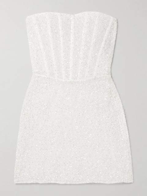 KIKI DE MONTPARNASSE Ange Strapless Embellished Lace Mini Dress
