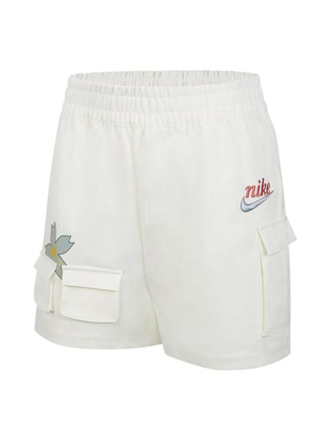 Nike (WMNS) Nike Sportswear Solid Color Logo Flowers Big Pocket Woven Casual Shorts White DV3205-133