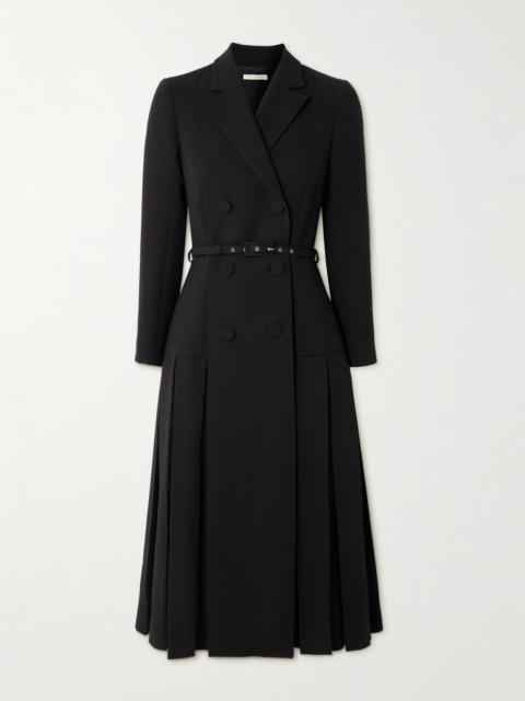 EMILIA WICKSTEAD Chaney Belted Pleated Double-breasted Wool-crepe Midi Dress