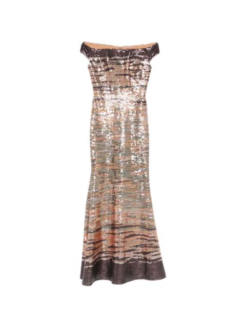ELIE SAAB sequin striped maxi dress