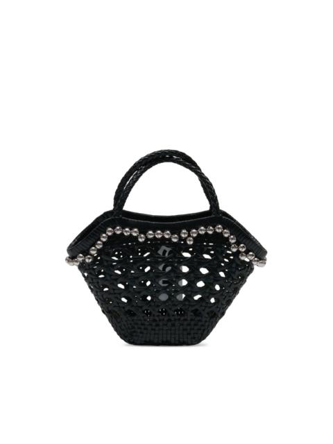 OSOI Lip braided-handle embellished tote bag