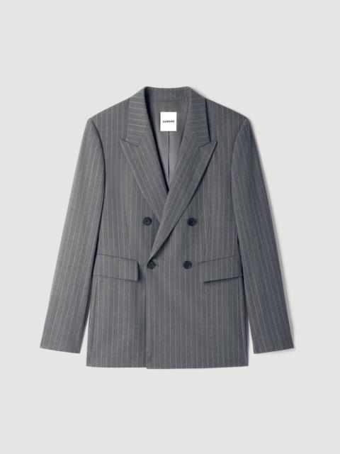 Sandro STRIPED VIRGIN WOOL JACKET
