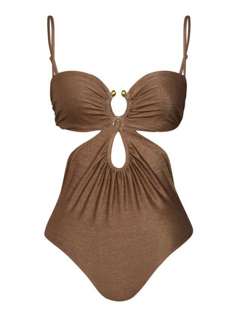 Huachuma Glittered Cutout One-Piece Swimsuit brown