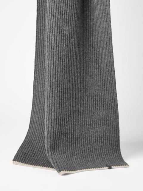 Brunello Cucinelli Cashmere English rib knit scarf with monili