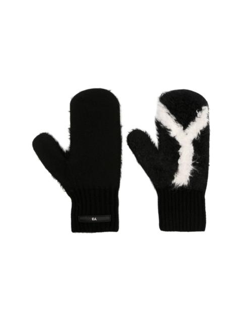 Y-3 logo-patch faux-shearling-trim gloves