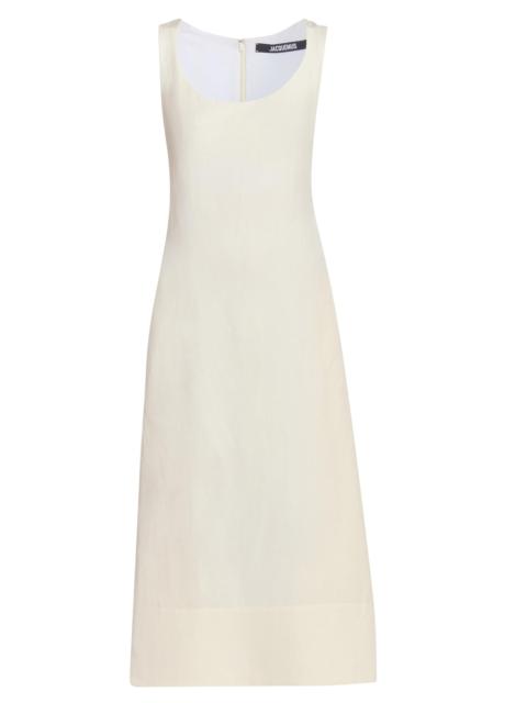 JACQUEMUS Women's La Tablier Linen-Blend Midi-Dress - Off White