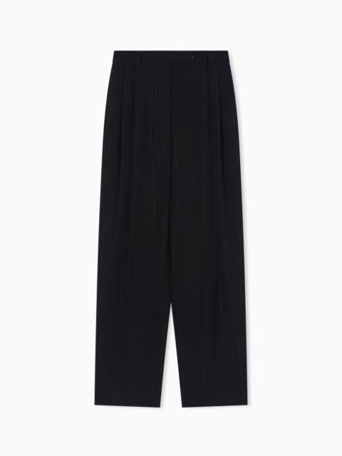 EMPORIO ARMANI LUREX TROUSERS WITH PINSTRIPED PLEATS
