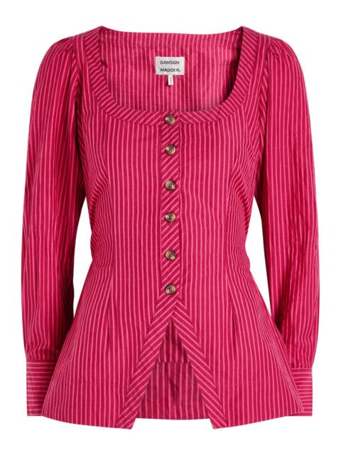 DAMSON MADDER. Damson Madder Clare Striped Cotton Blouse