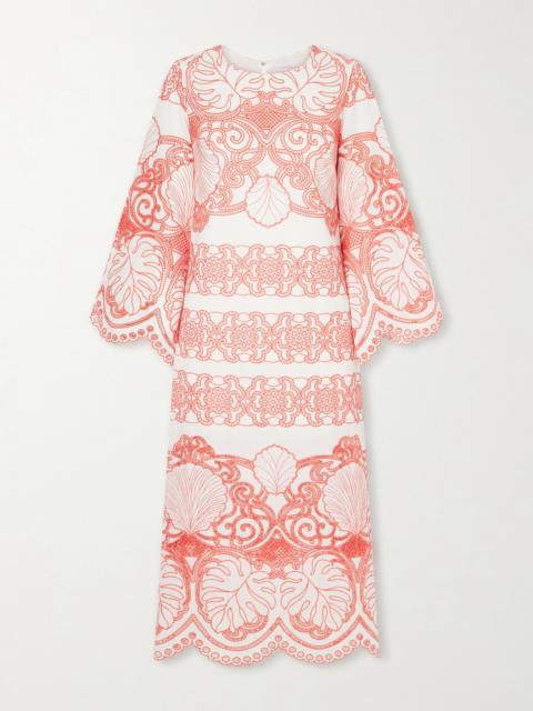 BORGO DE NOR Seraphina Broderie Anglaise Cotton-blend Poplin Midi Dress