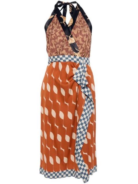 Dries Van Noten Silk blend satin midi dress with print