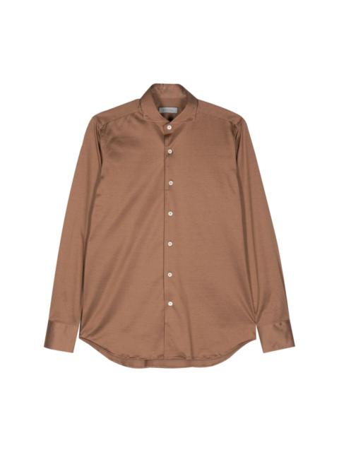 tonal-stitching cotton shirt