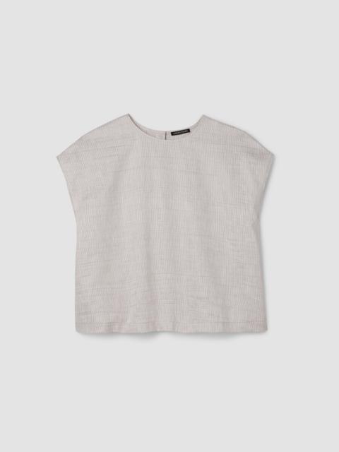 EILEEN FISHER Striped Linen Nylon Sheen Square Top