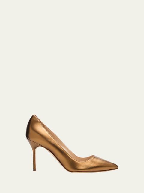 Manolo Blahnik 90mm BB Metallic Leather Pumps
