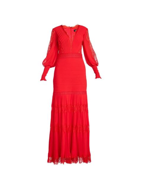 TADASHI SHOJI Nyssa lace-panelled pleated maxi dress