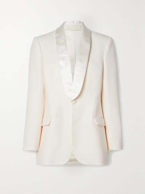 WARDROBE.NYC Silk-satin Trimmed Grain De Poudre Wool Blazer